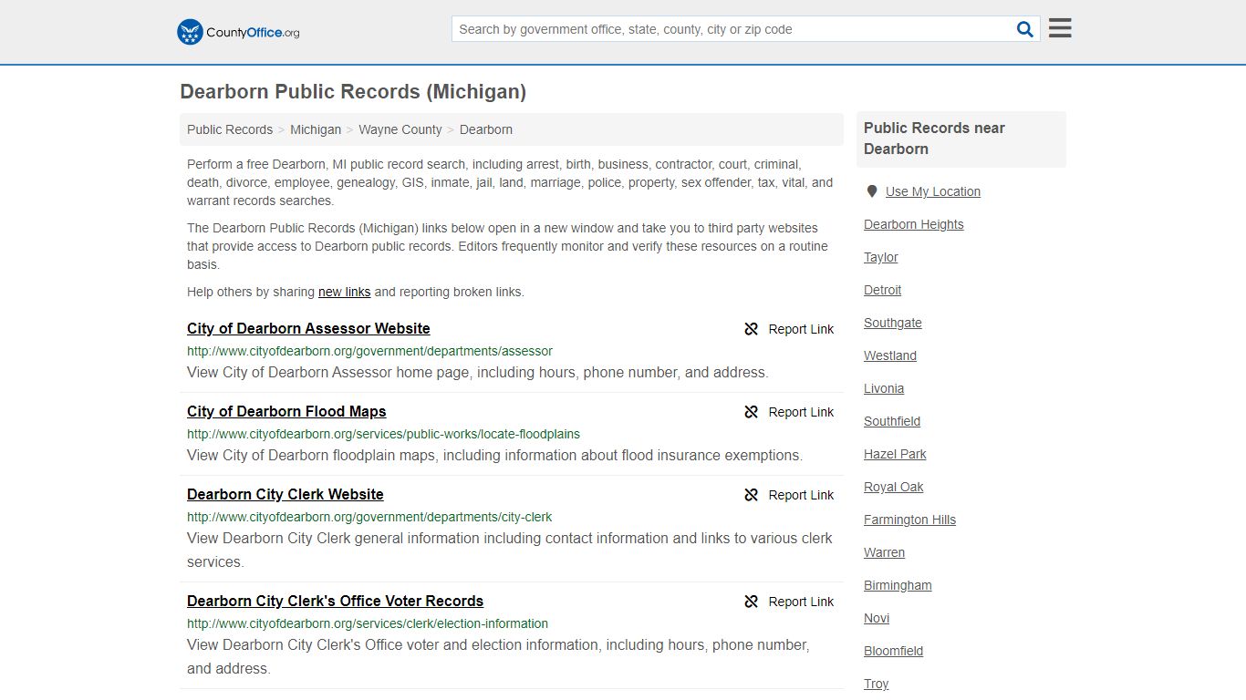 Dearborn Public Records (Michigan) - County Office